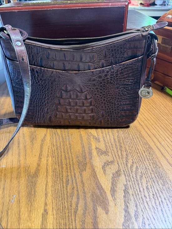 Brahmin Handbags - Brahmin Brown Croc-Embossed Leather Crossbody with Charm
